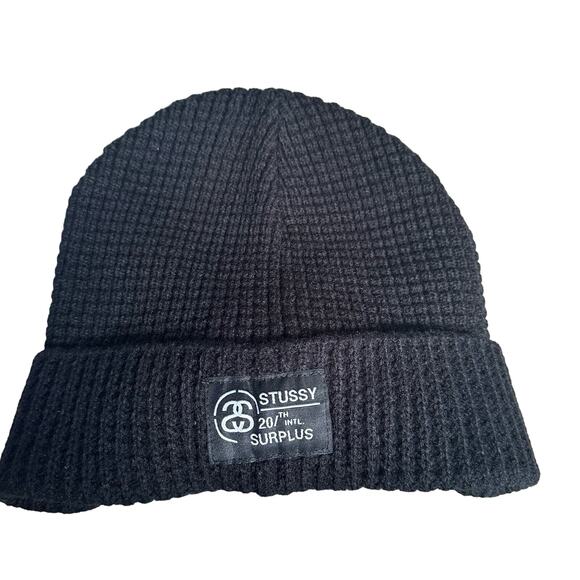 Stussy Waffle Knit Beanie Cap Hat With Bill Black One‎ Size Hipster Cap Brimmer - Picture 1 of 6